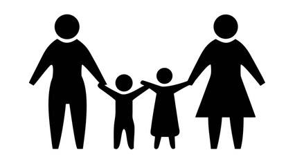 Unified Family Silhouette: A simplistic yet expressive depiction of a family's bond, holding hands, showcasing a cohesive unit that stands for strength, love, and belonging.