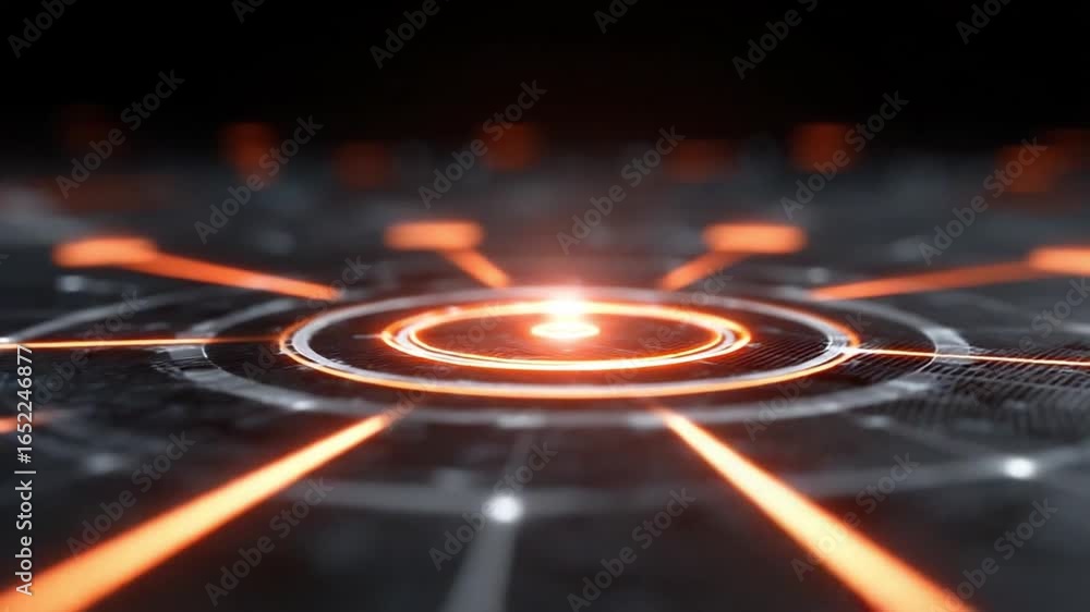 Poster glowing circuit: a futuristic depiction of intricate circuit pathways illuminated with vibrant orang
