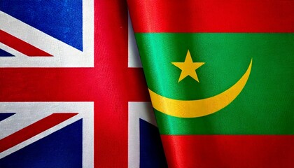 イギリスとモーリタニアの国旗。(UK flag and Mauritania flag.)
