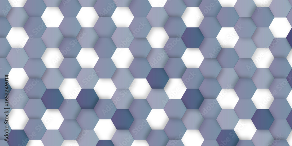 Poster thee hexagons vary slightly in shade creating a sense of texture and depth against a soft background