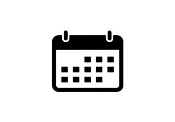 Minimalist Calendar Icon: Black and White isolated on transparent background