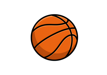Classic Orange Basketball on Black Background: Sports Icon Graphic isolated on transparent background