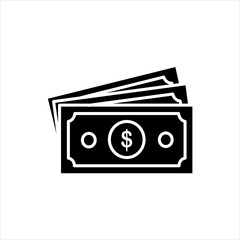 Icon Some of Money Dollar Silhouette Style Vector Isolated Flat Design