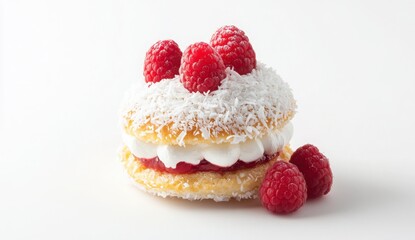 Close Up of a Small Round Fruit Cake on White Background