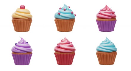 Assorted cupcakes against white background