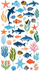 Colorful underwater scene with various fish and marine plants (1)