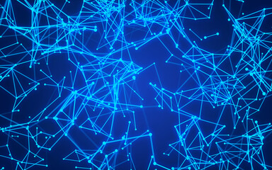abstract digital background featuring glowing black plexus of interconnected points and lines....