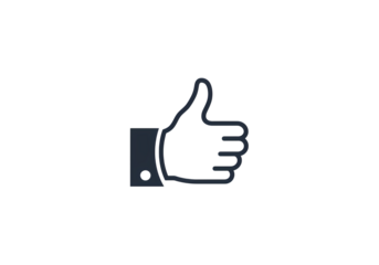 Pixelated Thumbs Up Icon on Black Background: Social Media, Approval, Positive Feedback Symbol isolated on transparent background