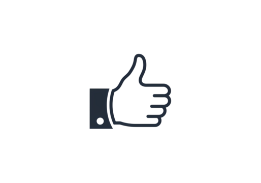 Pixelated Thumbs Up Icon on Black Background: Social Media, Approval, Positive Feedback Symbol isolated on transparent background