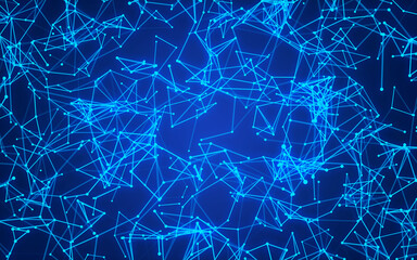 abstract digital background featuring glowing black plexus of interconnected points and lines....