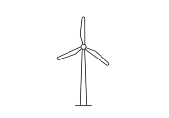 Clean Energy: Minimalist Wind Turbine Icon Graphic isolated on transparent background