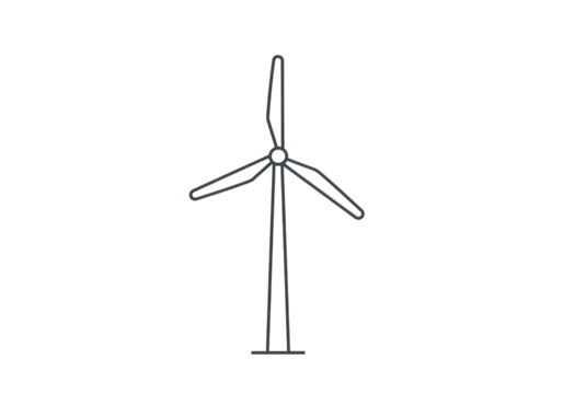 Clean Energy: Minimalist Wind Turbine Icon Graphic isolated on transparent background