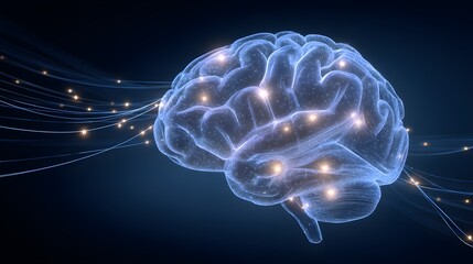 Detailed illustration of a human brain with neural pathways.