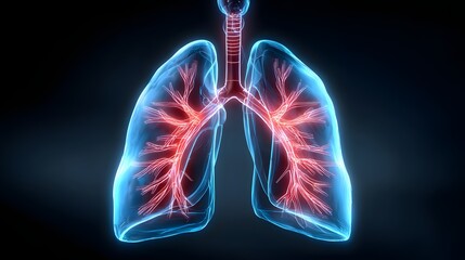 Detailed anatomical representation of the lungs.