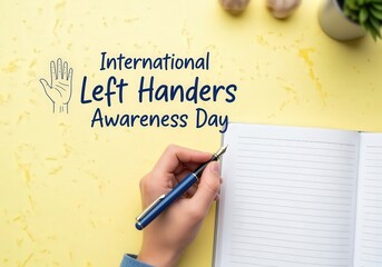 Left-handed person writing for International Left Handers Awareness Day