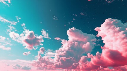 Pink-hued clouds against vibrant teal sky