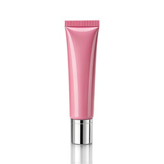 pink cosmetic tube standing on white background png