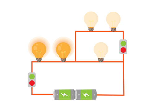 vector illustration of a parallel type electric lamp circuit