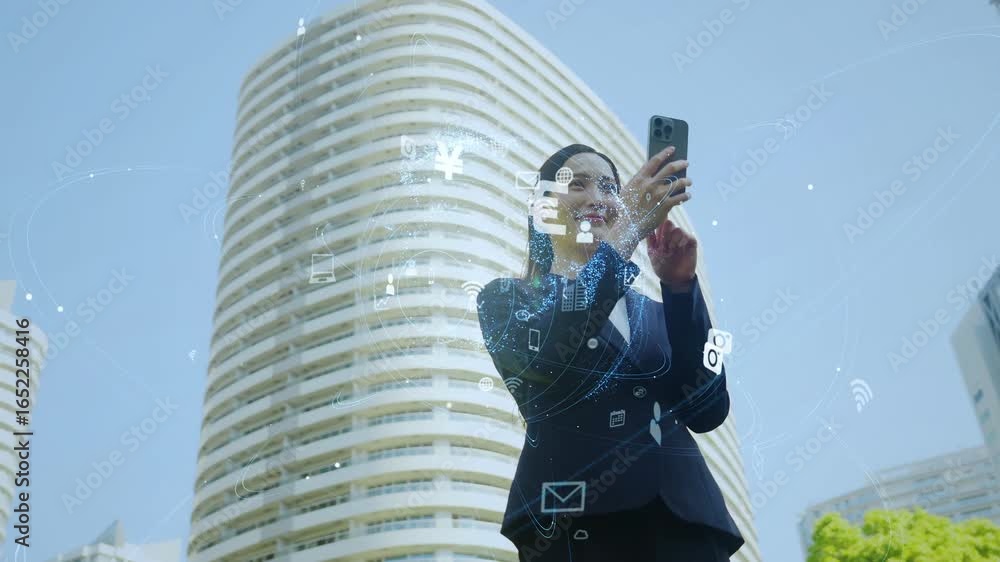 Poster ネットワーク、5g、6g、スマホ、スマートフォン、未来、アプリ、都市、sns、dx、デジタルトランスフォーメーション、社会、屋外、ビジネス、ファイル、クラウド、インターネット、オンライン、web、デー
