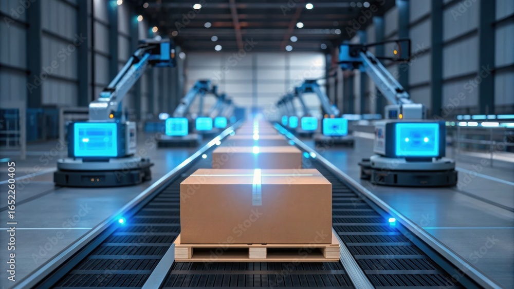 Poster quantum computing + supply chain resilience + mental health research automated robots handle package