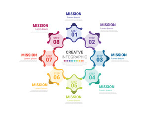 Circle Infographic thin line design and 8 options or steps. Infographics for business concept. Can be used for presentations banner, workflow layout, process diagram, flow chart.