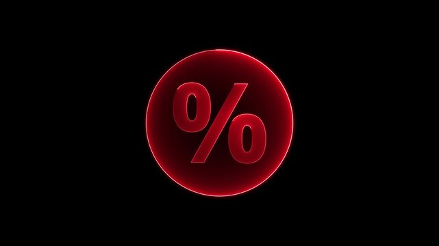 persent icon on black background. Animation background for business and finance content.