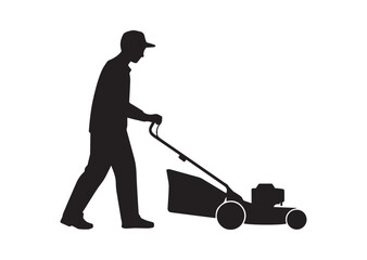 A gardener using a Lawn mower vector illustration