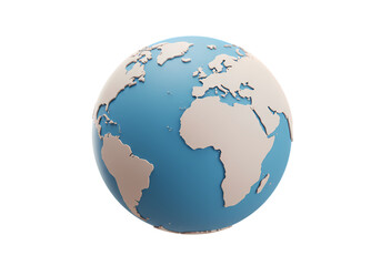 Fototapeta premium Stylized 3D Earth Globe Representation isolated on transparent background