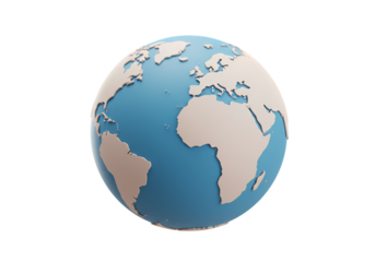 Stylized 3D Earth Globe Representation isolated on transparent background