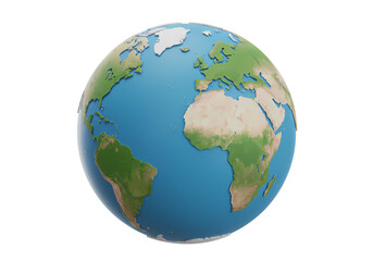 Fototapeta premium Detailed 3D Render of Planet Earth: Global Perspective isolated on transparent background