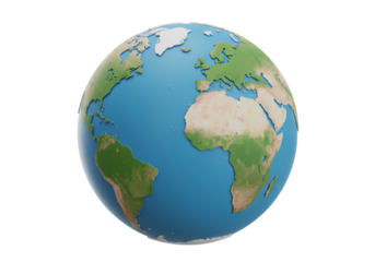 Detailed 3D Render of Planet Earth: Global Perspective isolated on transparent background