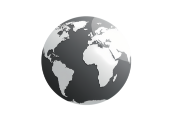 Global Perspective: Monochromatic Earth Graphic isolated on transparent background