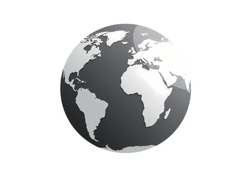 Global Perspective: Monochromatic Earth Graphic isolated on transparent background
