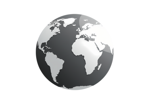 Global Perspective: Monochromatic Earth Graphic isolated on transparent background