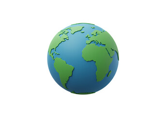 Fototapeta premium Stylized 3D Earth Globe: Global Connectivity and Sustainability Concept isolated on transparent background