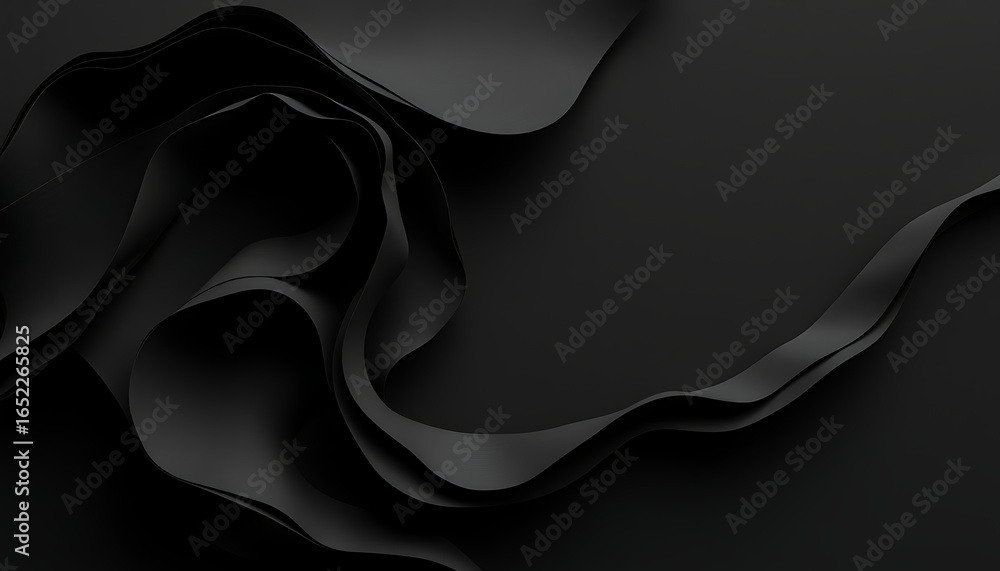 Fototapete abstract black background with flowing fabric creating a dynamic and elegant composition design