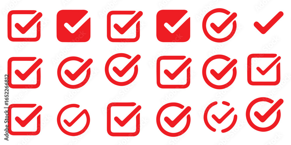 Poster check box icon with correct, accept checkmark icons tick box checked. vector illustration eps 10