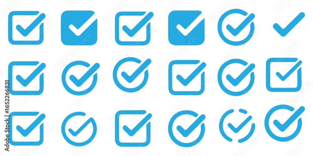 Poster check box icon with correct, accept checkmark icons tick box checked. vector illustration eps 10