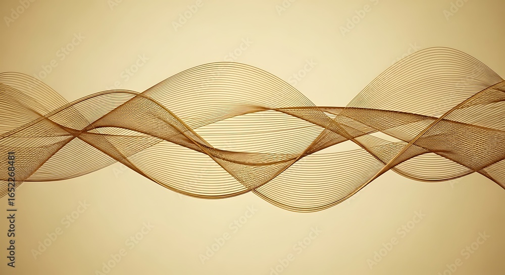 Aufkleber elegant golden lines create a flowing abstract wave design on beige background