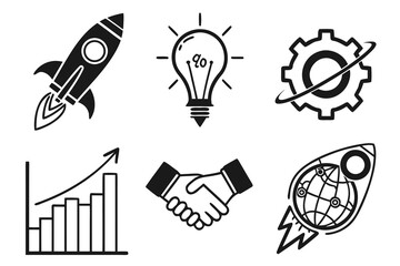 Business startup and development icon set.