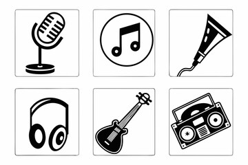 Collection of Music Icons and Symbols.