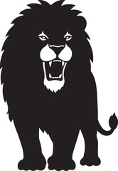 Obraz premium Powerful Lion Silhouette with Roaring Mouth and Sharp Teeth Vector Graphic for Design Projects