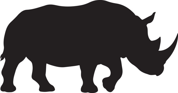 Rhino Silhouette Majestic African Wildlife Vector Illustration Isolated on White Background Perfect for Conservation and Design Projects