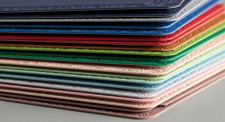 Elegant stack of embossed colored cards offering a range of creative possibilities