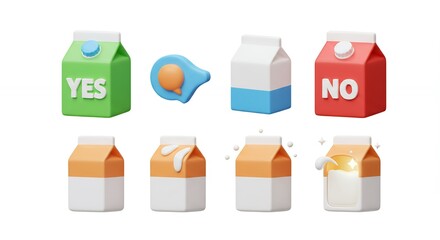 Milk cartons with yes no and undecided feedback