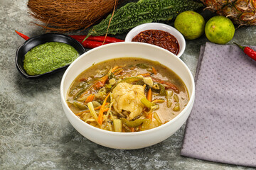 Chinese wonton soup with dumplings