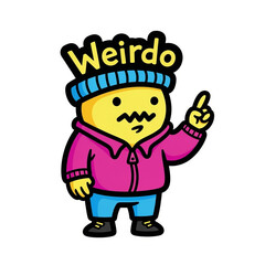 Cartoon Weirdo Character Illustration on White