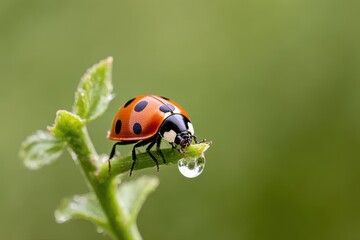 Ladybug and a Dewdrop