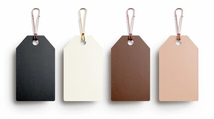 Beautiful set of four elegant beige hangtags, perfect for gifts or branding, featuring a clean, minimalist design.