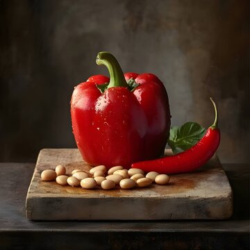 Beans and red pepper, vegetarian dish
